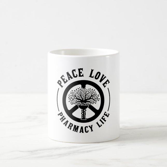Mug Peace Love Pharmacie Technicien de la vie Pharmaci (Centre)