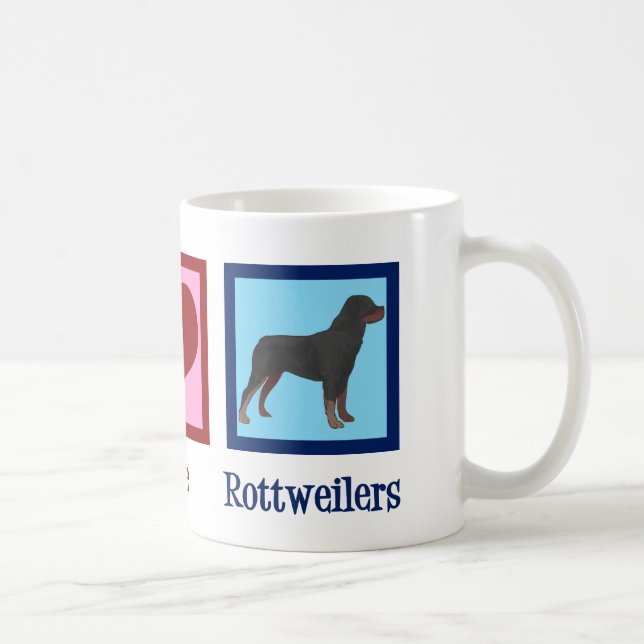 Mug Peace Love Rottweilers (Droite)