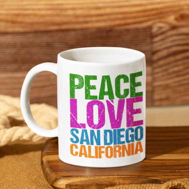 Mug Peace Love San Diego Californie (Créateur téléchargé)