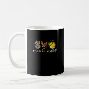 Mug Peace Love Softball Pour Les Filles Ados Cute Leop