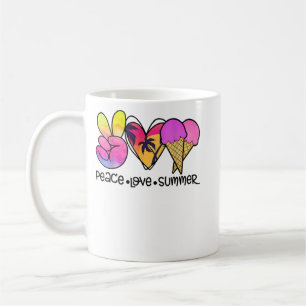 Mug Peace Love Summer Ice Cream Beach Vacances