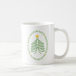 Mug Peace On Earth Modern Holiday Tree et citation