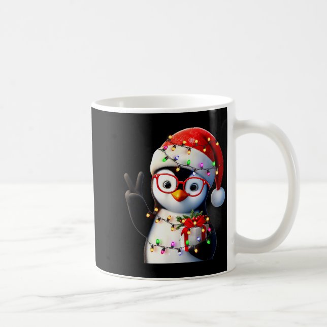 Mug Peace Sign Hand Penguin Santa Christmas Penguin Pa (Droite)