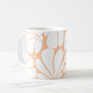 Mug Peach Fuzz Retro les années 70 Fleur Blanche Desig