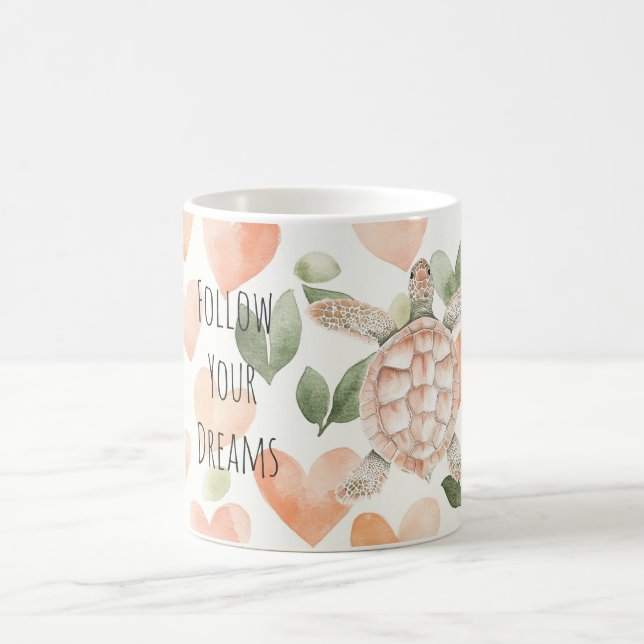 Mug Peach Hearts Dreams Sea Turtle (Centre)
