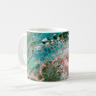 Mug Peach & Turquoise Acrylic pour Abstract