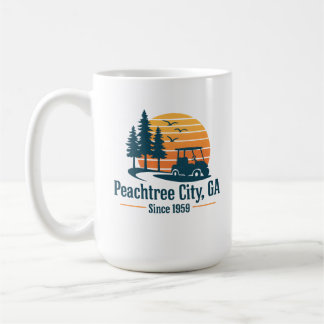 Mug Peachtree City Golf Vintage Panier Coucher de sole