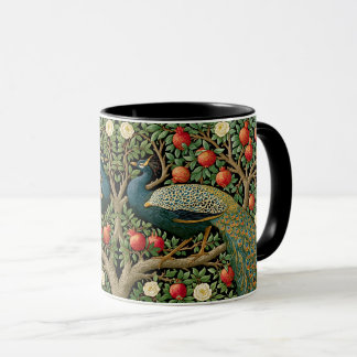 Mug Peacock élégant peinture de style William Morris A