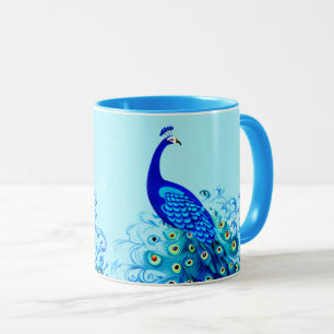 Mug Peacock en bleu turquoise et cobalt