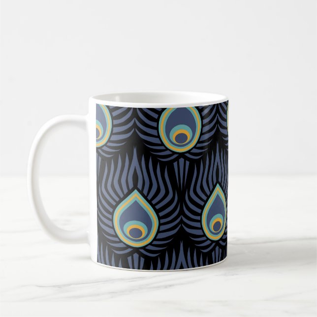 Mug Peacock Feather : Motif élégant. (Gauche)