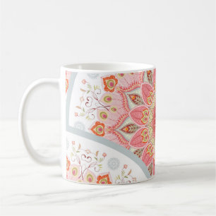 Mug Peacock Feathers, Floral Round Ornament.