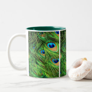 Mug,  Peacock Feathers Two-Tone Coffee Mug