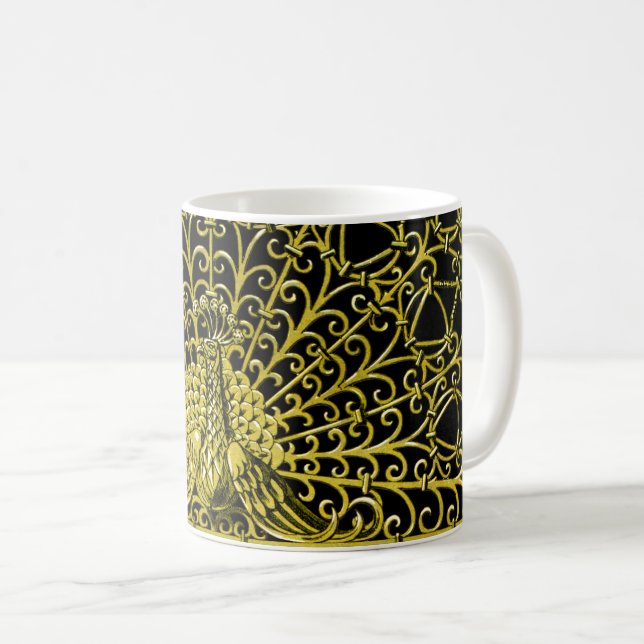 Mug Peacock Gold Art Nouveau (Devant droit)