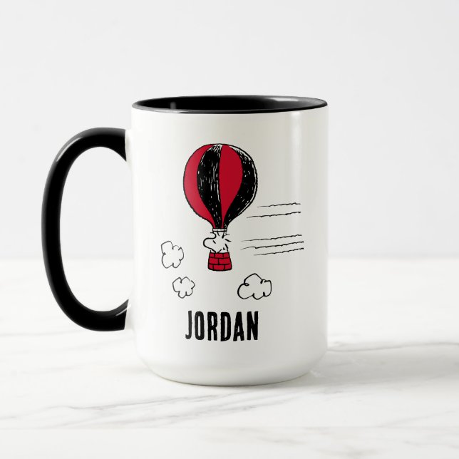 Mug PEANUTS | Motif rouge et noir | Ajouter Votre Nom (Gauche)