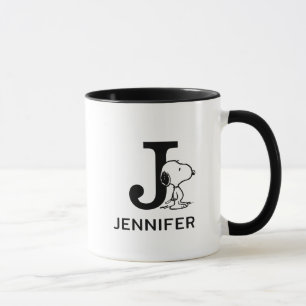 Mug Peanuts   Nom et monogramme de Snoopy J