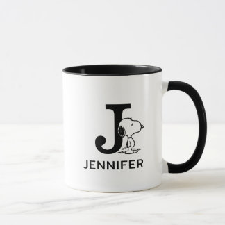 Mug Peanuts | Nom et monogramme de Snoopy J
