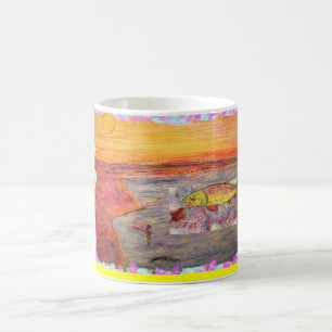 Mug pêche à la mouche coucher de soleil