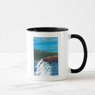 Mug Pêche d'ours ressortissant en rivière -