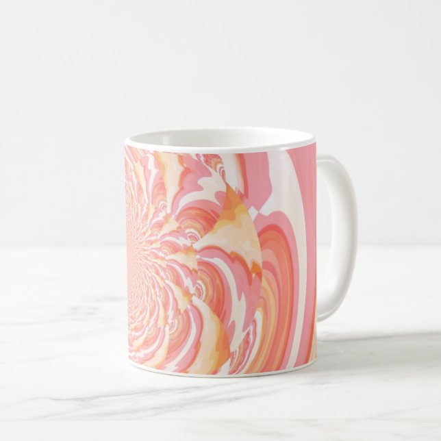 Mug Pêche et corail Vagues Abstraites (Devant droit)