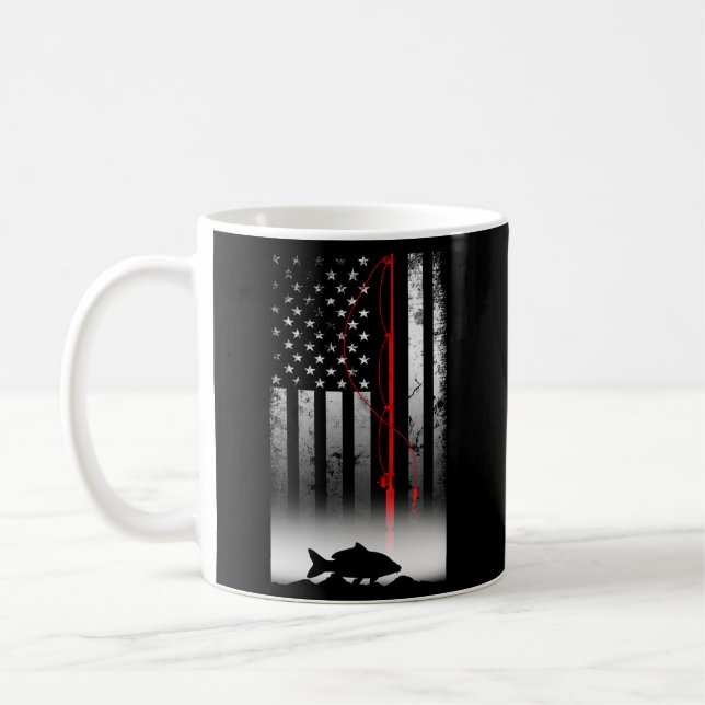Mug Pêche Pole Drapeau Américain Pour Pêcheur Patrioti (Gauche)
