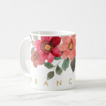 Pêcher Rouge Floral Aquarelle Ajouter Votre Nom