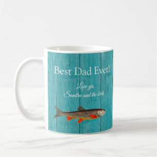 Mug Pêcheur rustique sarcelle bleue Meilleur papa de t