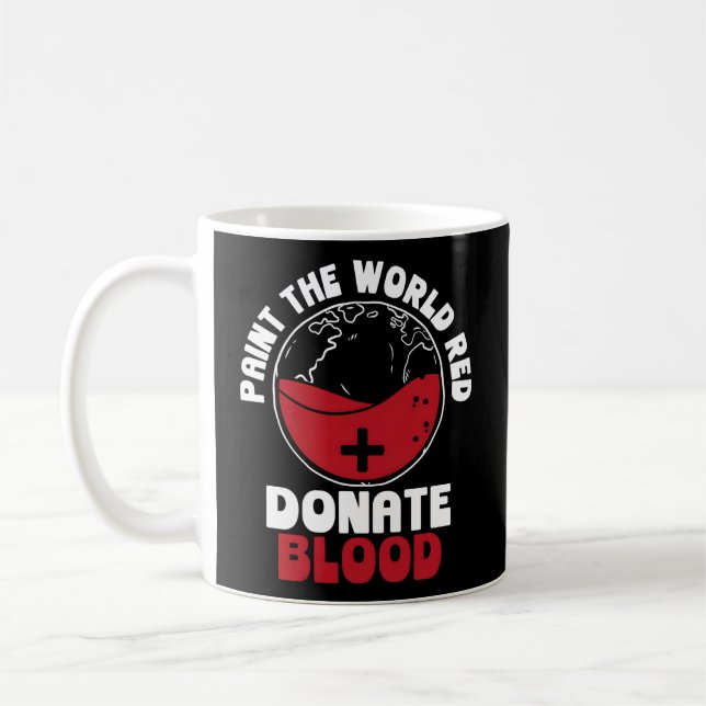 Mug Peindre Le Monde Rouge Faire un don de sang Sangui (Gauche)
