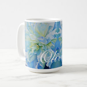 Mug Peine d'aquarelle bleu blanc romantique