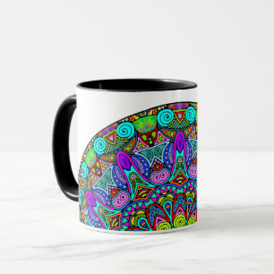 Mug Peinture à la main Mandala Horloge Face 4