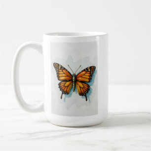Mug peinture à l'aquarelle papillon monarque art insec