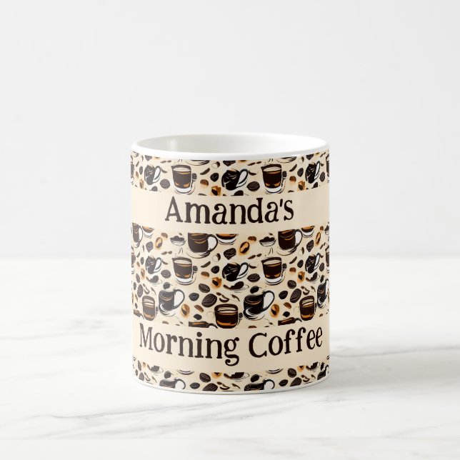 Mug Peinture à l'huile de café noir Motif personnalisé (Centre)