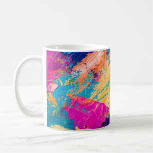 Mug Peinture à l'huile dessinée à la main. arrière - p