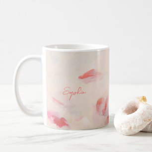 Mug Peinture Abstraite Rose & Corail Nom