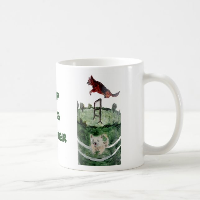 Mug Peinture agilité chien personnalisée (Droite)