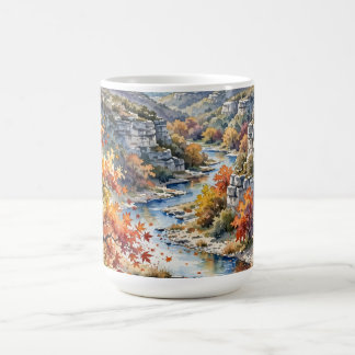Mug Peinture aquarelle de la rivière d'automne de Lost
