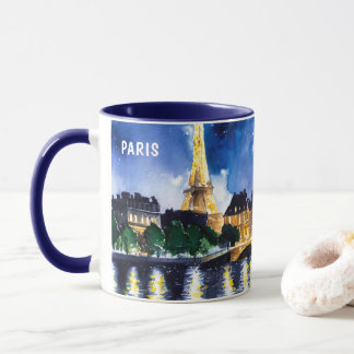 Mug Peinture aquarelle de Paris vues de nuit #3