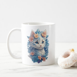 Mug Peinture d'aquarelle de chat mignonne avec éclabou
