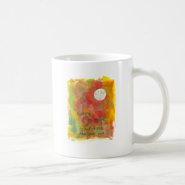 Mug Peinture d'art moderne de lune de zen - vivez (Droite)