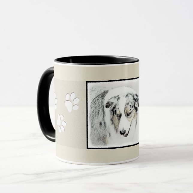 Mug Peinture de berger australien - Art original de ch (Devant gauche)