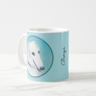 Mug Peinture de Borzoi (blanc) - Beau art original de 