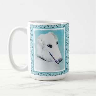 Mug Peinture de Borzoi (Blanc) - Joli Chien d'origine