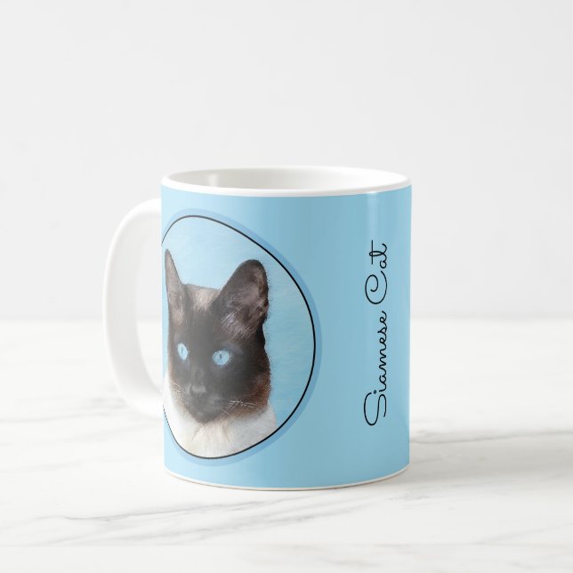 Mug Peinture de chats de Siamese - Cute Original Cat A (Devant gauche)