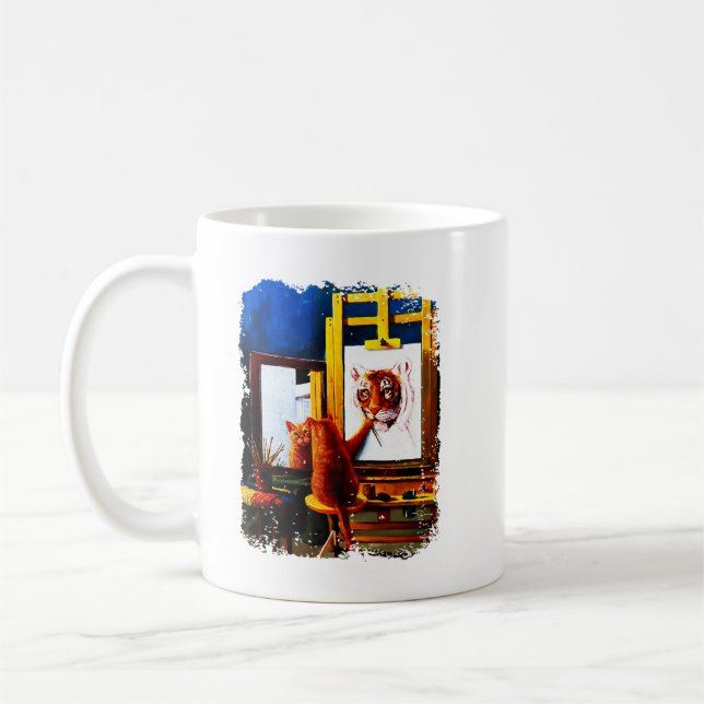 Mug Peinture de chats Lion de tigre Animaux artistique (Gauche)