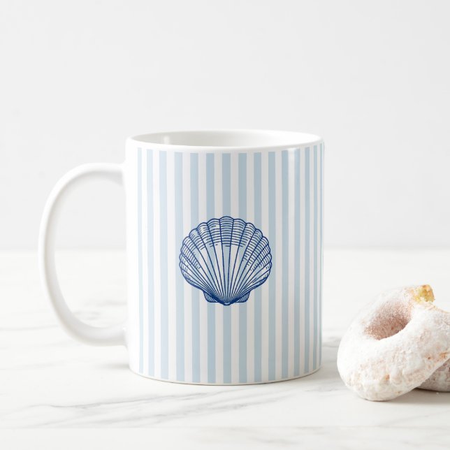 Mug Peinture de coquillages Bande Nautique (Avec donut)