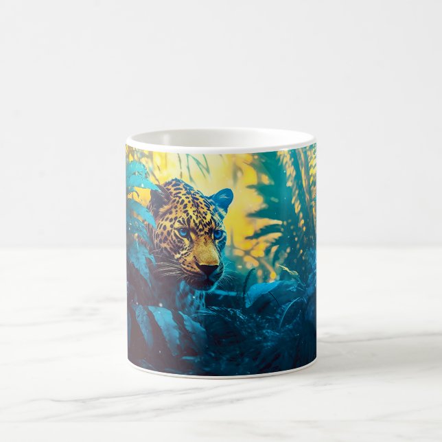 Mug Peinture de la jungle d'un léopard (Centre)