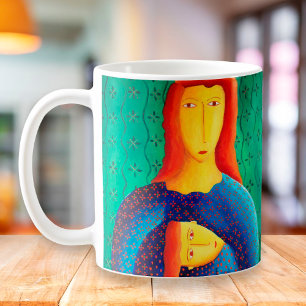 Mug Peinture de mère et fille Art contemporain
