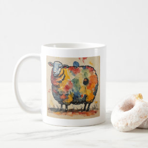 Mug Peinture de mouton à l'aquarelle ludique