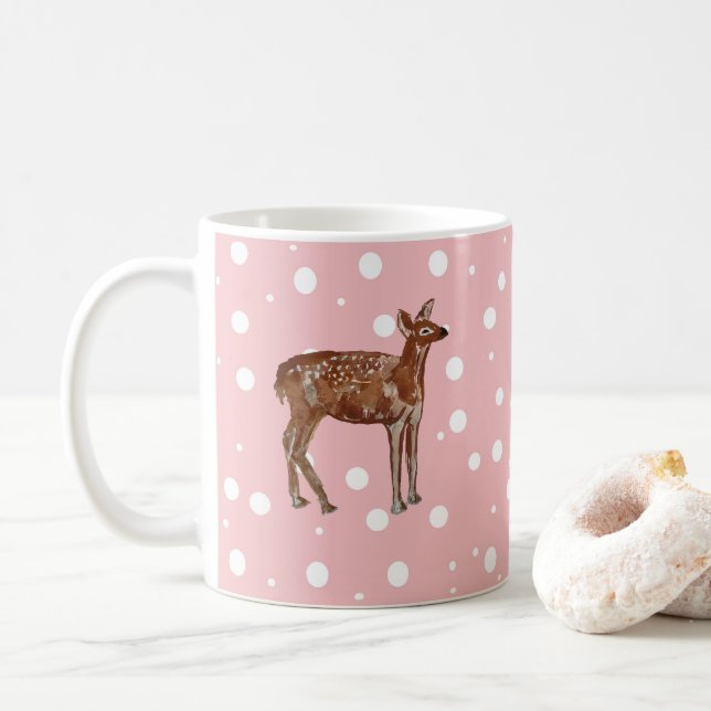 Mug Peinture de Noël de Baby Deer Wilderness (Avec donut)