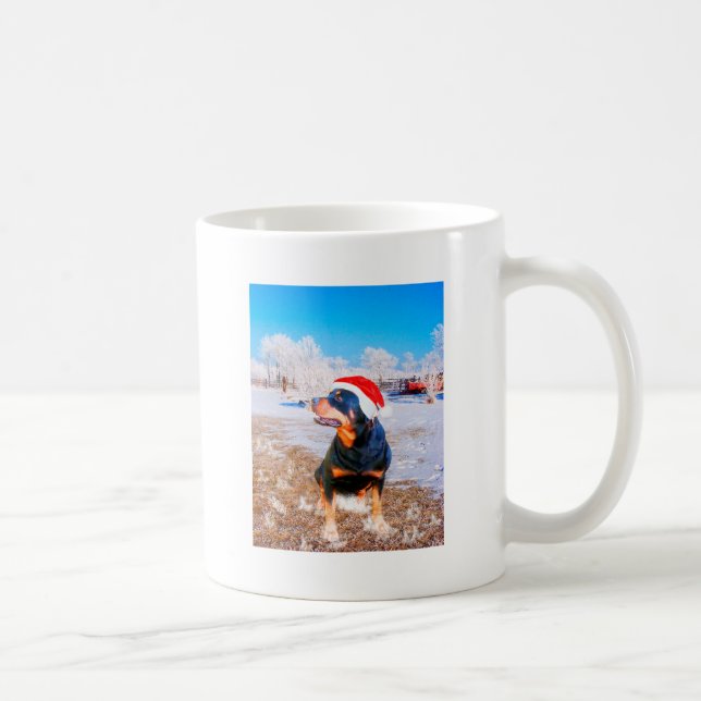 Mug Peinture de Noël de chien Rottweiler (Droite)
