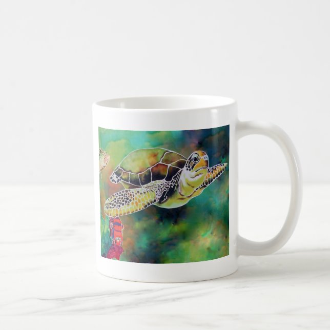 Mug Peinture de soie de la tortue verte (Droite)